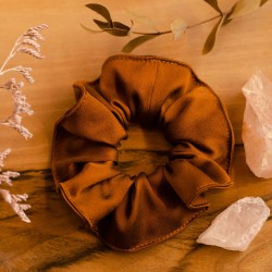 Luxusní hedvábná gumička, těžký satén, hnědá